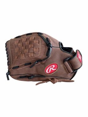 Youth Rawlings Brown Leather Baseball Glove with Red Logo Patch Includes 2 Balls